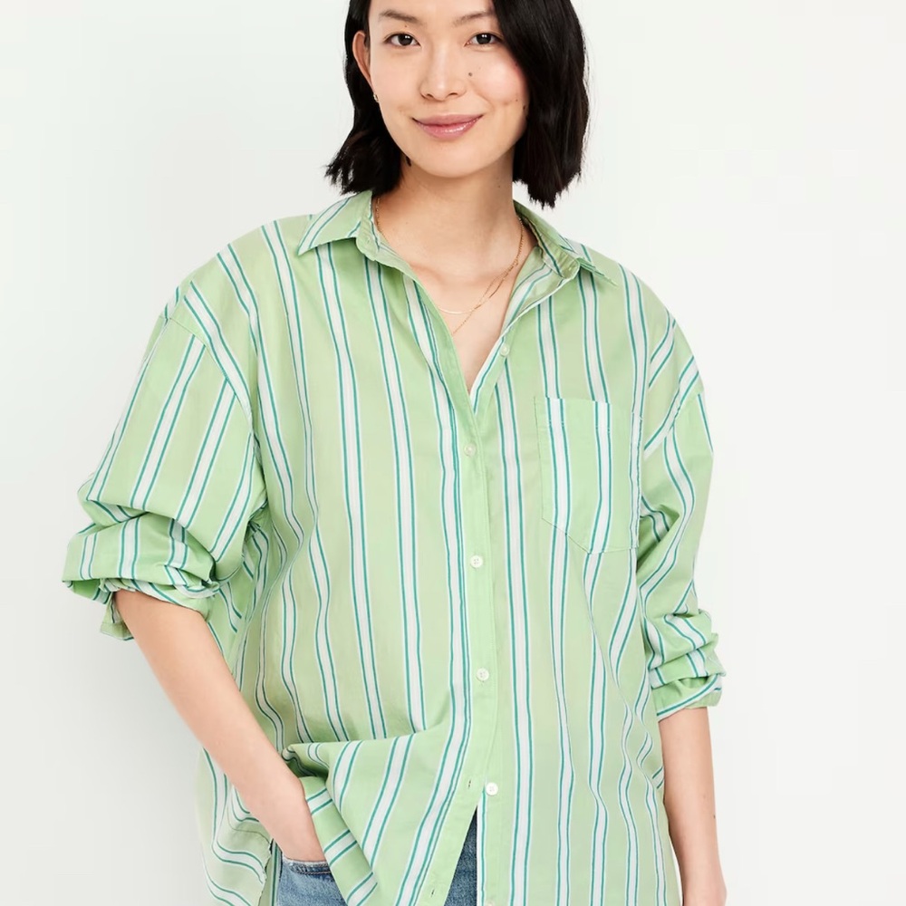 Old Navy Mint and White Striped Shirt